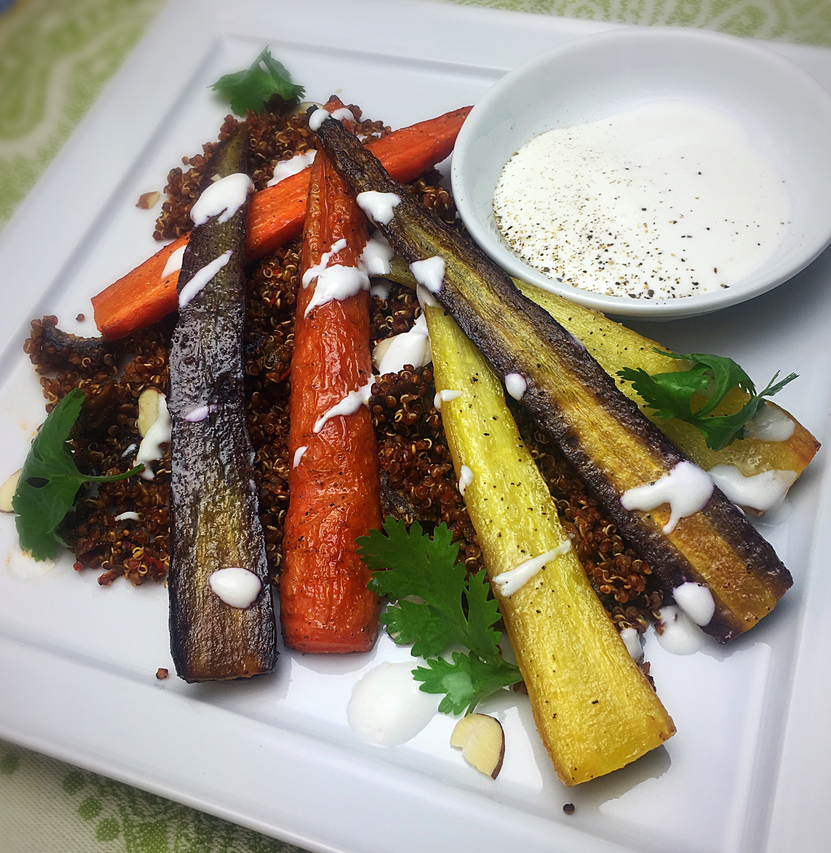 Roasted Parsnips & Carrots with Harissa Quinoa
