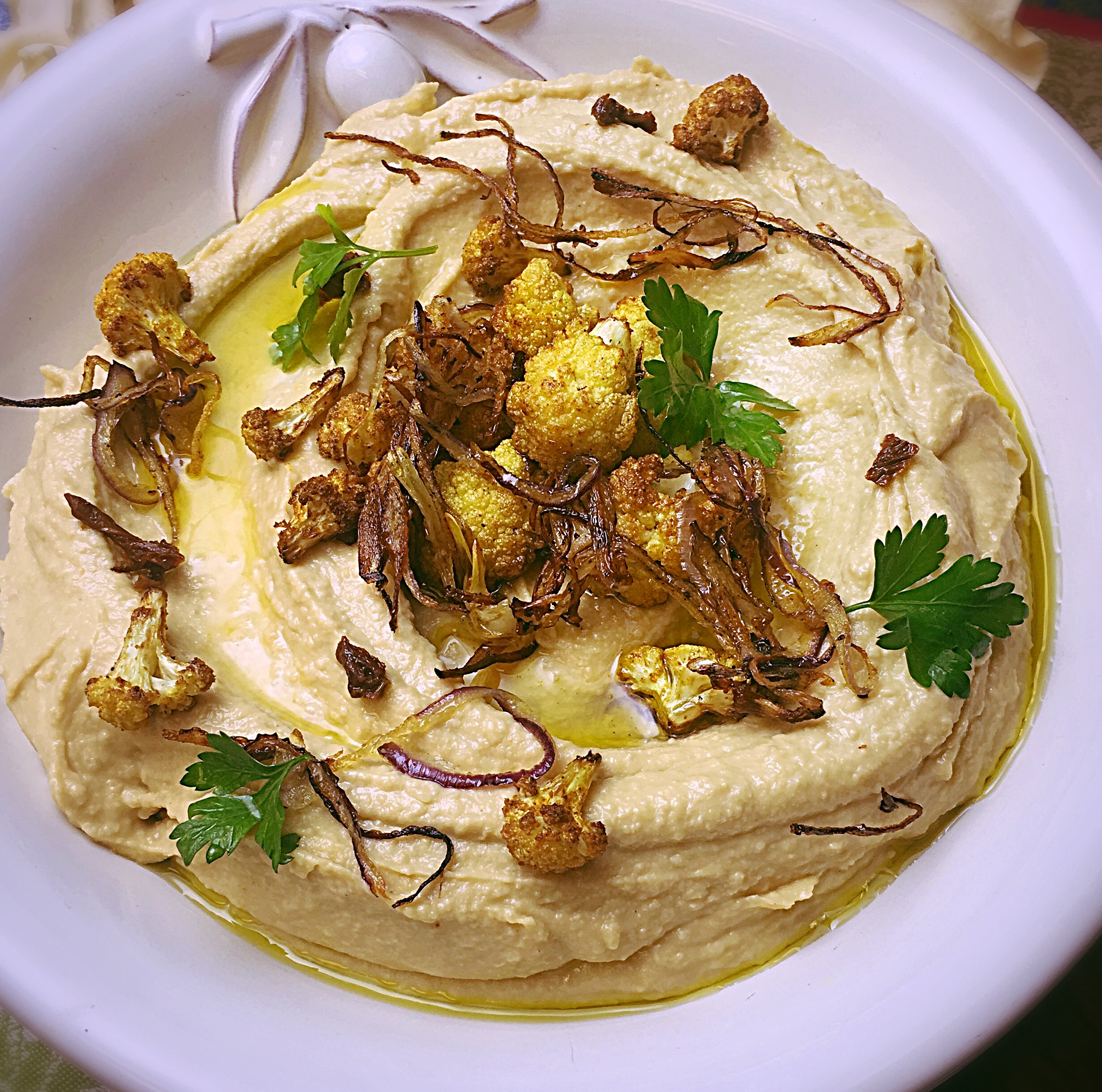 Curried Onion & Cauliflower Hummus