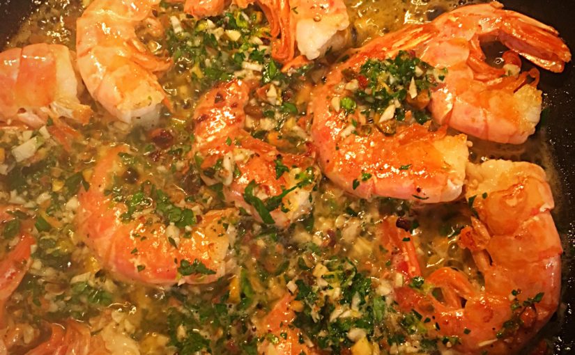 Shell-on Shrimp with Green Pistachio Butter
